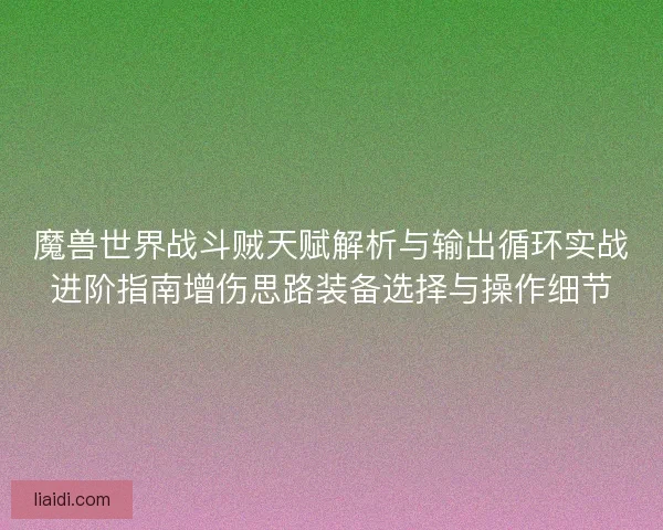 魔兽世界战斗贼天赋解析与输出循环实战进阶指南增伤思路装备选择与操作细节
